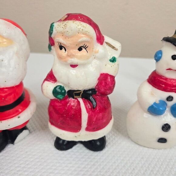 Vintage Gurly Halo Christmas Candle Lot 10 Santa Snowman Angel Tree Choir - Picture 11 of 16